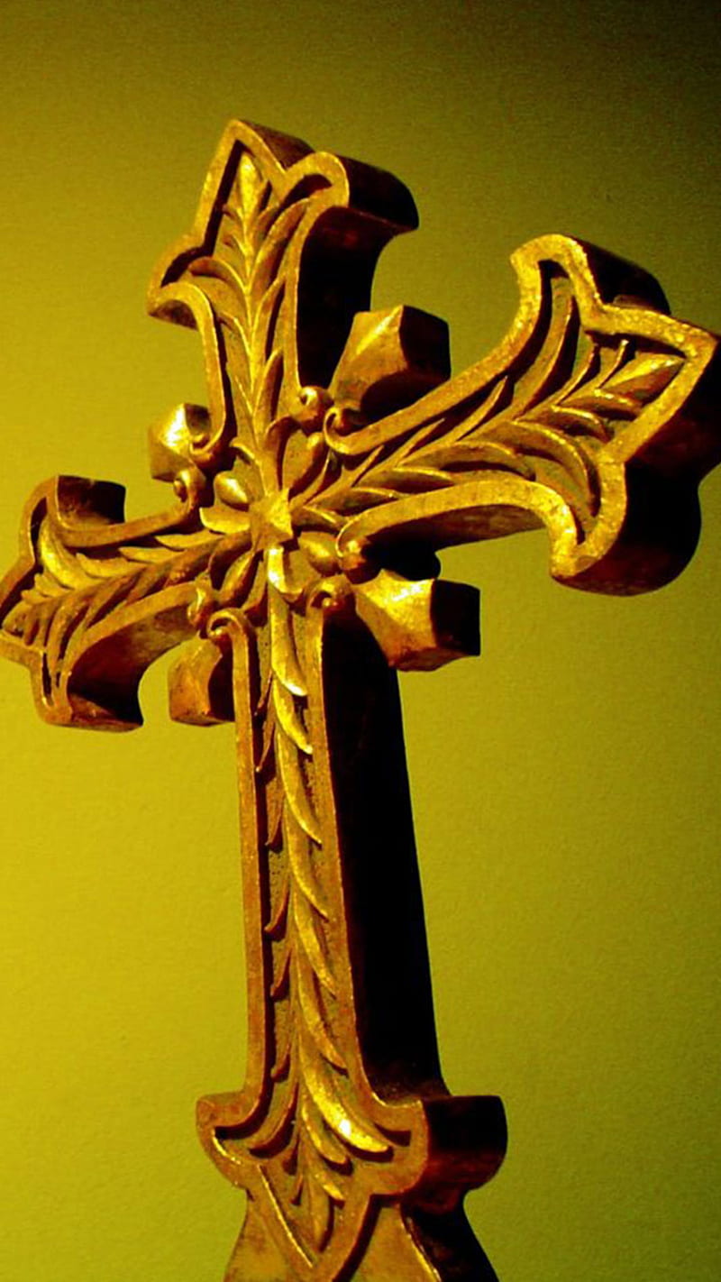 Golden Cross, ch, christ, christian, cross, crosses, gold, jesus, HD phone wallpaper
