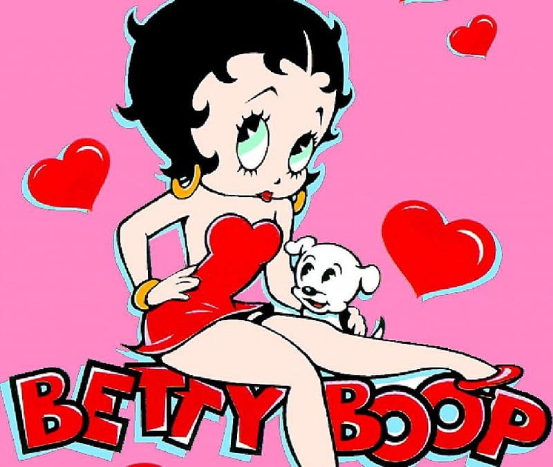 Betty boop say what!!, betty boop, corazones, dog, HD wallpaper