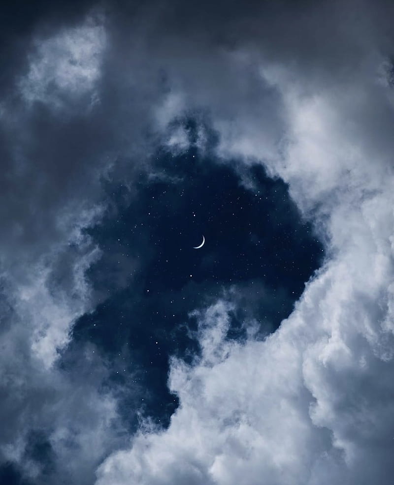 Moon, clouds, stars, HD mobile wallpaper | Peakpx