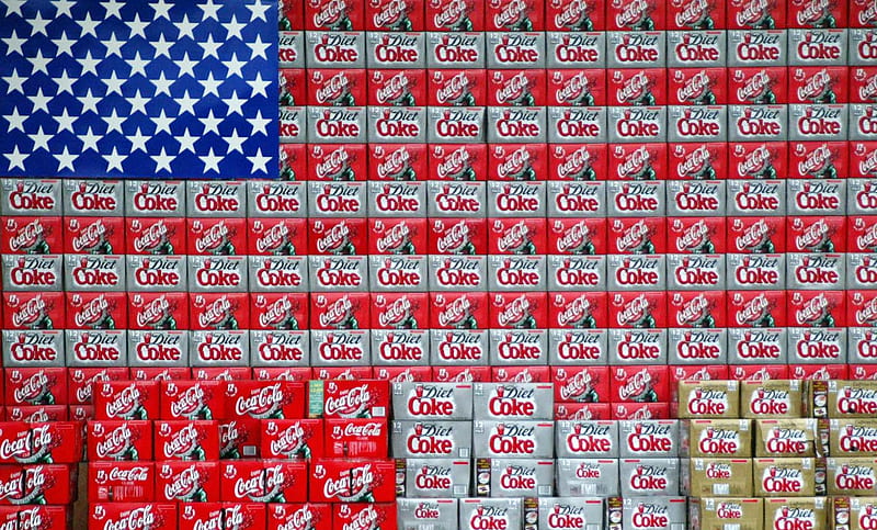 USA FLAG IN COKE, drink, coca cola, cool, usa, HD wallpaper