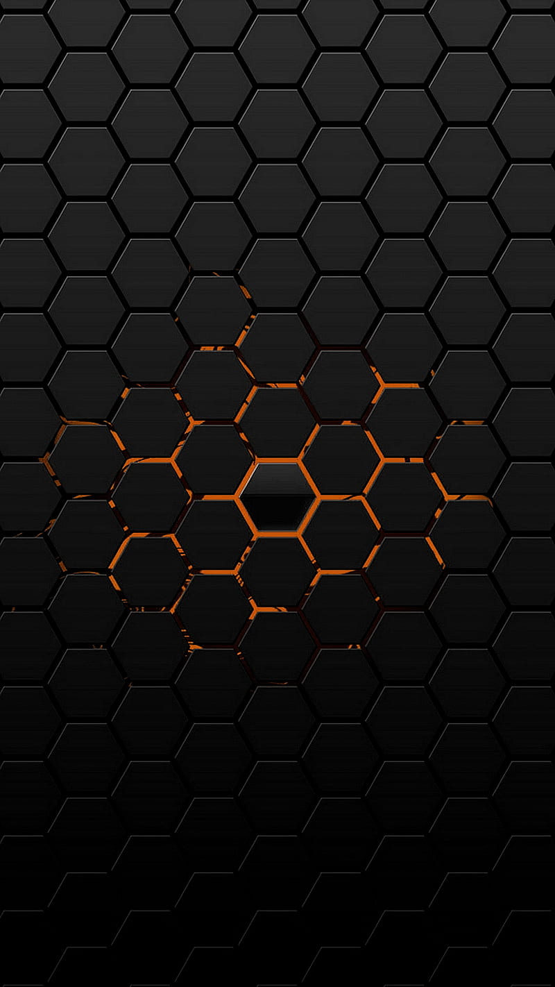 Orange, black, dark, honeycomb, HD phone wallpaper
