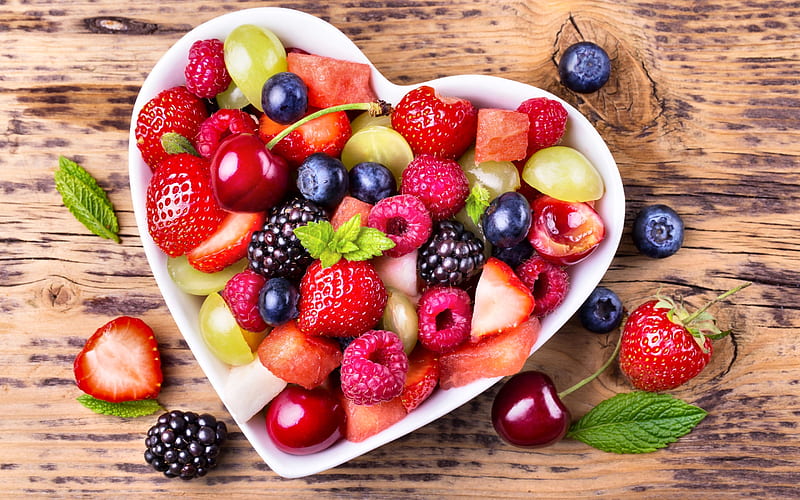 Fruit Salad , fruit, still life, graphy, berries, wide screen, cherries, bonito, HD wallpaper