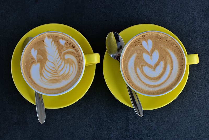 coffee, cappuccino, cup, drink, pattern, foam, HD wallpaper