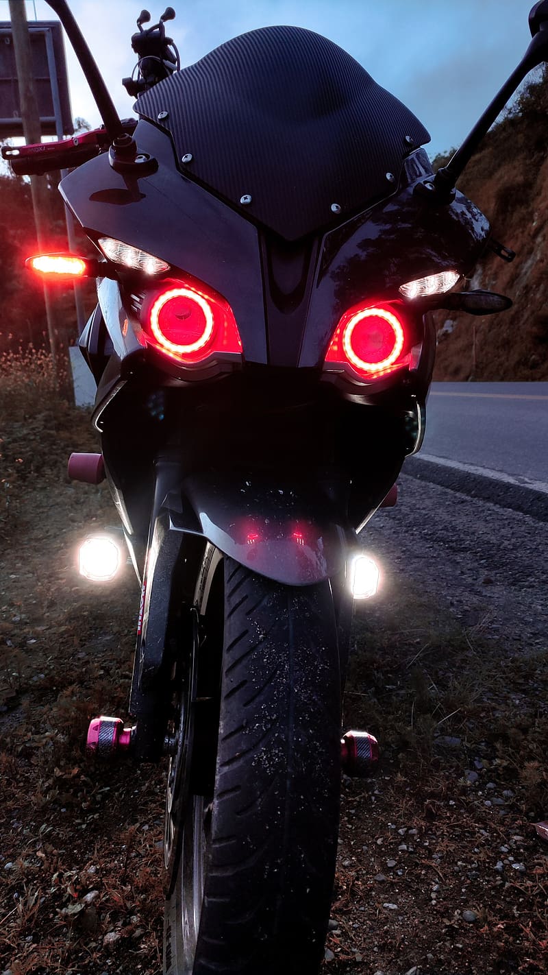 Rs Bike, red head light, bike, pulsar, HD phone wallpaper