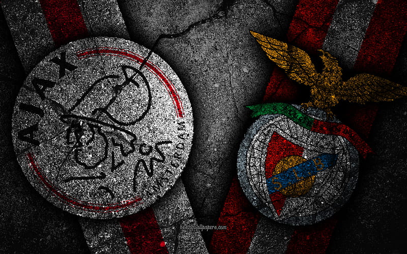 Ajax vs Benfica, Champions League, Group Stage, Round 3, creative, Ajax FC, Benfica FC, black stone, HD wallpaper