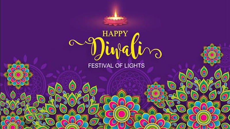 Happy Diwali Festival Of Lights Purple Background Diwali, HD wallpaper