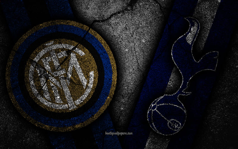 Inter Milan vs Tottenham Champions League, Group Stage, Round 1, creative, Internazionale FC, Tottenham Hotspur FC, black stone, HD wallpaper