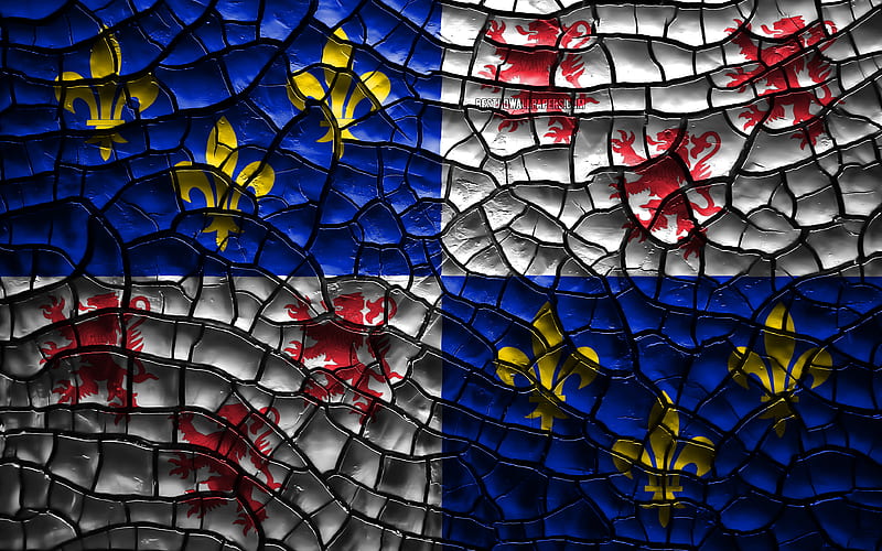 Flag of Picardy french provinces, cracked soil, France, Picardy flag, 3D art, Picardy, Provinces of France, administrative districts, Picardy 3D flag, Europe, HD wallpaper