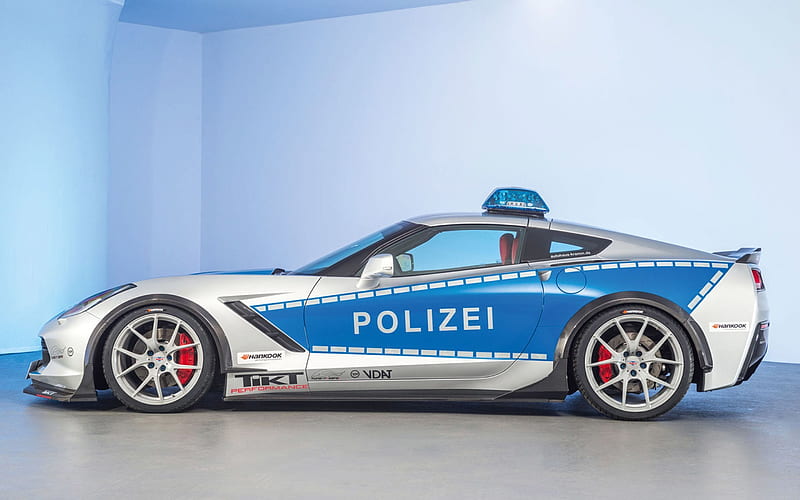 germany, corvette, police car, chevrolet, HD wallpaper