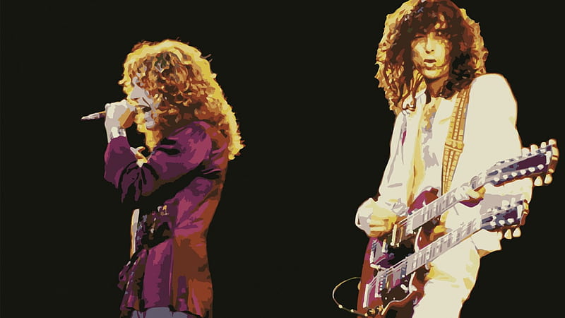 Led Zeppelin painted, rock, jimmy page, music, led zeppelin, robert plant, HD wallpaper