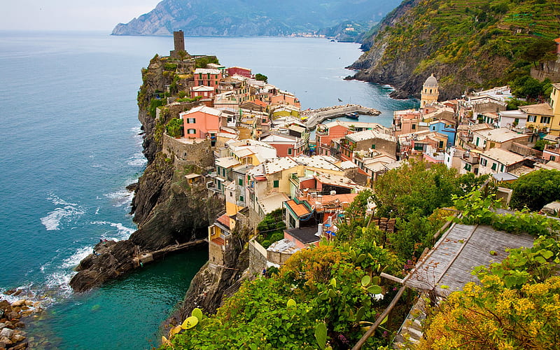 Doria Castle, Vernazza, Ligurian coast, Mediterranean Sea, ancient fortress, Cinque Terre, Liguria, Italy, HD wallpaper