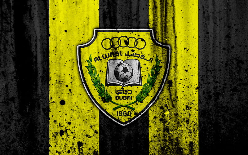 FC Al-Wasl, grunge, UAE League, soccer, football club, UAE, Al-Wasl, creative, stone texture, Al-Wasl FC, HD wallpaper