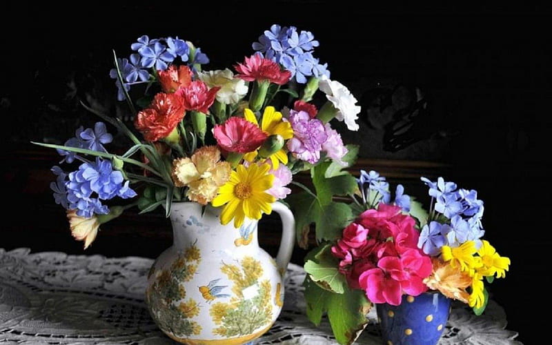 geranium bouquet, vase, still life, flowers, bouquet, HD wallpaper