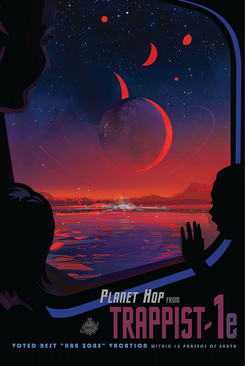 planet, space, NASA, JPL (Jet Propulsion Laboratory), poster, Trappist-1e, HD phone wallpaper