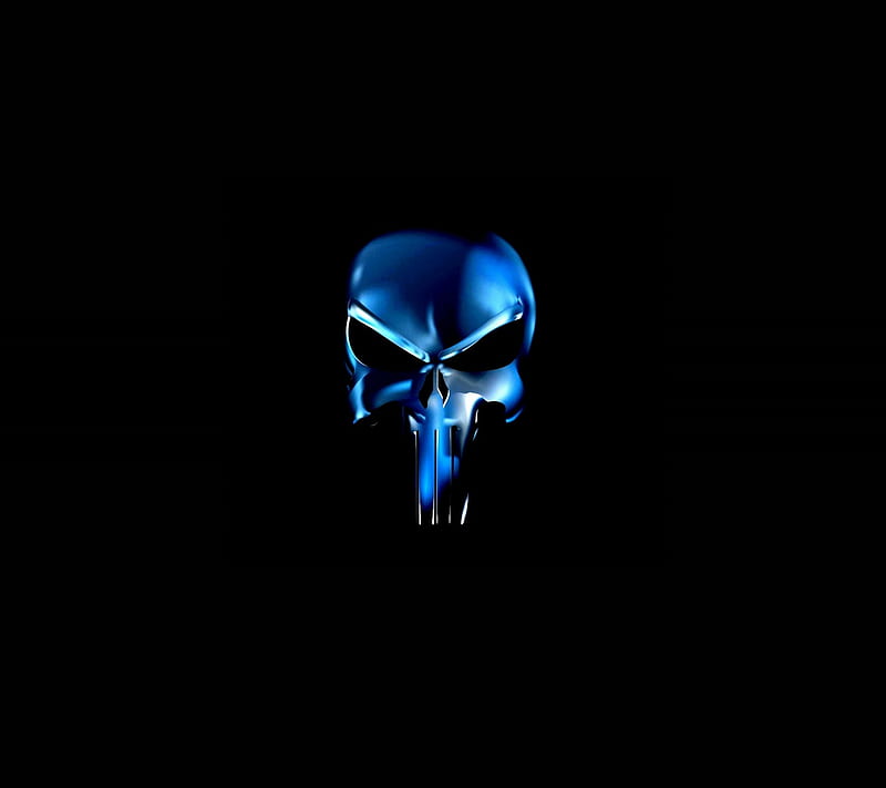 punisher, blue, skull, HD wallpaper