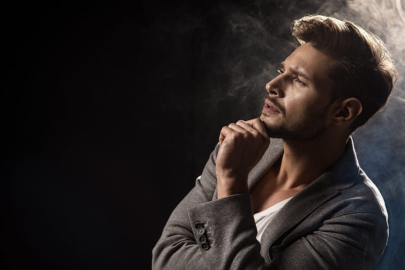 Decisions, Handsome Man, Thinking, Man, Smoke, Black, HD wallpaper | Peakpx