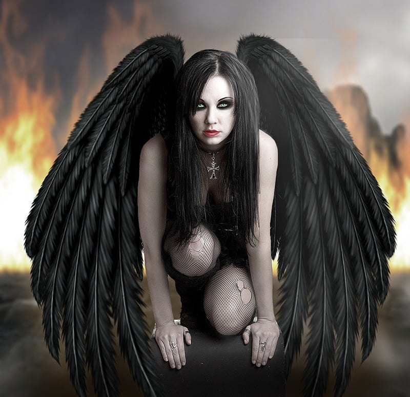 Guardian of the dark Side, black, Angel, Wings, Fantasy, HD wallpaper |  Peakpx