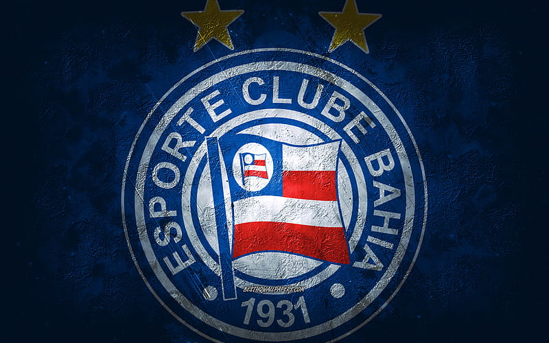 EC Bahia, Brazilian football team, blue background, EC Bahia logo, grunge art, Serie A, Brazil, football, EC Bahia emblem, HD wallpaper