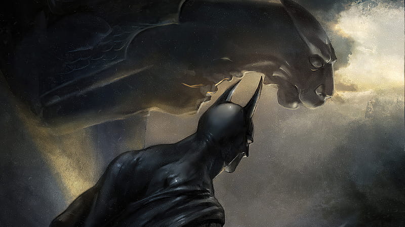 Batman Among The Gargoyles , batman, superheroes, artist, artwork, digital-art, artstation, HD wallpaper