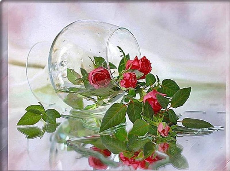 Glass and roses, glass, still life, flowers, roses, HD wallpaper | Peakpx