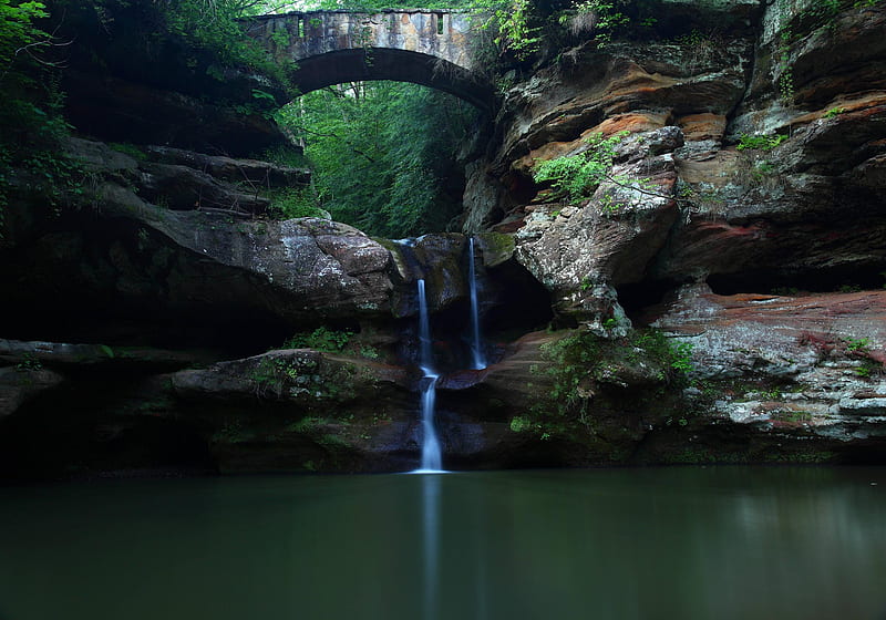 Old Man\\'s Cave, Ohio., united states, ohio, hocking hills, old mans cave, upper waterfalls, HD wallpaper