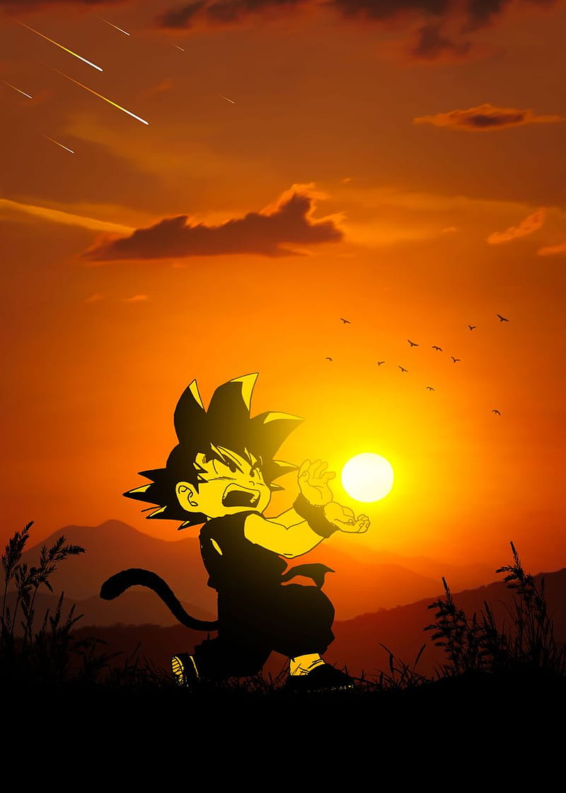 Póster de goku dragon ball de naruto silueta de anime, puesta de sol de goku,  Fondo de pantalla de teléfono HD | Peakpx