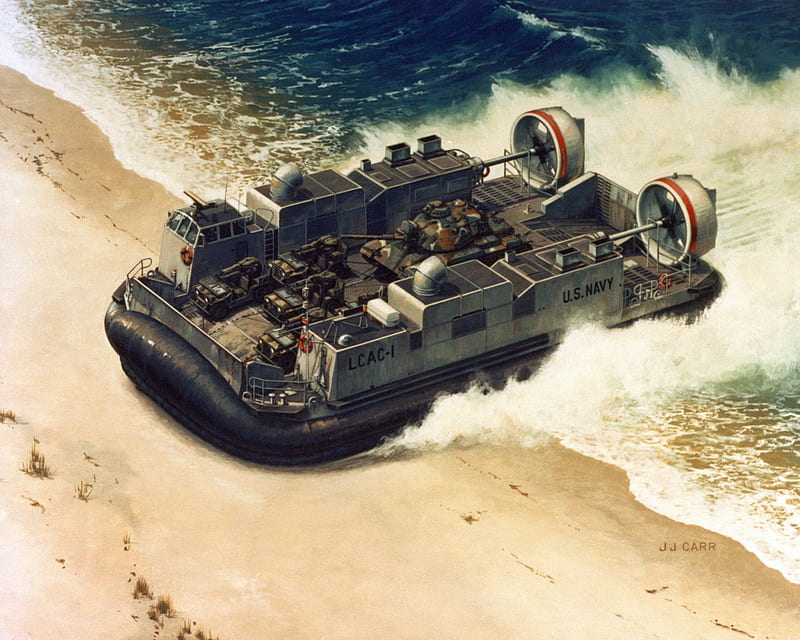 Bell Textron LCAC, hcac, art, landing, hover, bell, hovercraft, craft, air, drawing, painting, military, textron, cushion, HD wallpaper