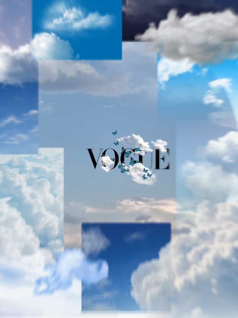 Vogue blue clouds, aesthetic, air, butterfly, egirl, iphone, samsung, tumblr, HD phone wallpaper