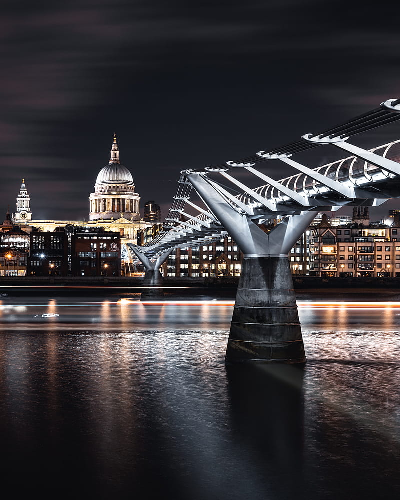 temple, architecture, night city, bridge, HD phone wallpaper