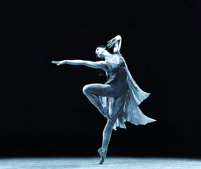 The dance, ballerina, black background, dance, blue hue, delicate, elegant,  classical, HD wallpaper | Peakpx