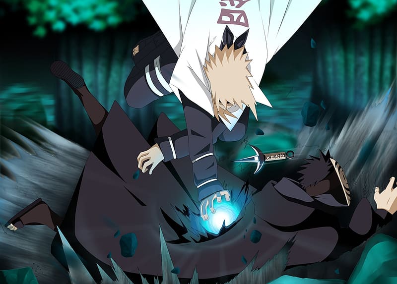 Anime, Naruto, Minato Namikaze, Obito Uchiha, Rasengan (Naruto), HD wallpaper