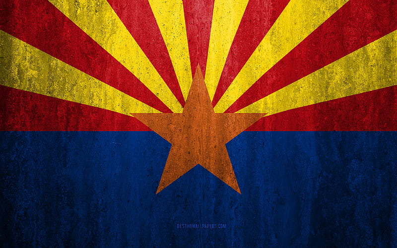 Flag of Arizona stone background, American state, grunge flag, Arizona flag, USA, grunge art, Arizona, flags of US states, HD wallpaper