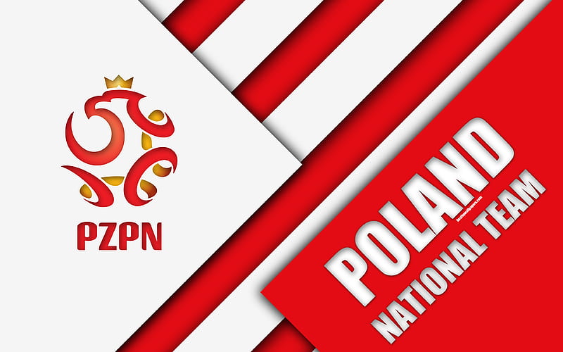 Poland national football team emblem, material design, white red abstraction, logo, Polish Football Association, football, Poland, coat of arms, HD wallpaper