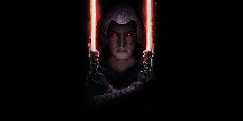 Dark Side Rey and Double Bladed Lightsaber, HD wallpaper