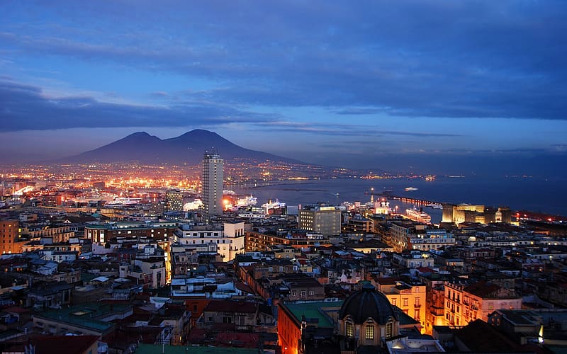 Cities, Italy, Cityscape, Naples, , Vesuve, HD wallpaper