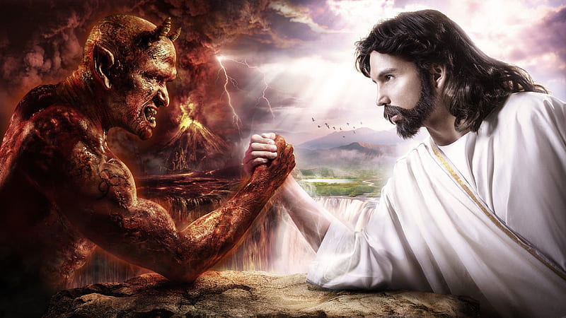 Jesus vs Demon, HD wallpaper