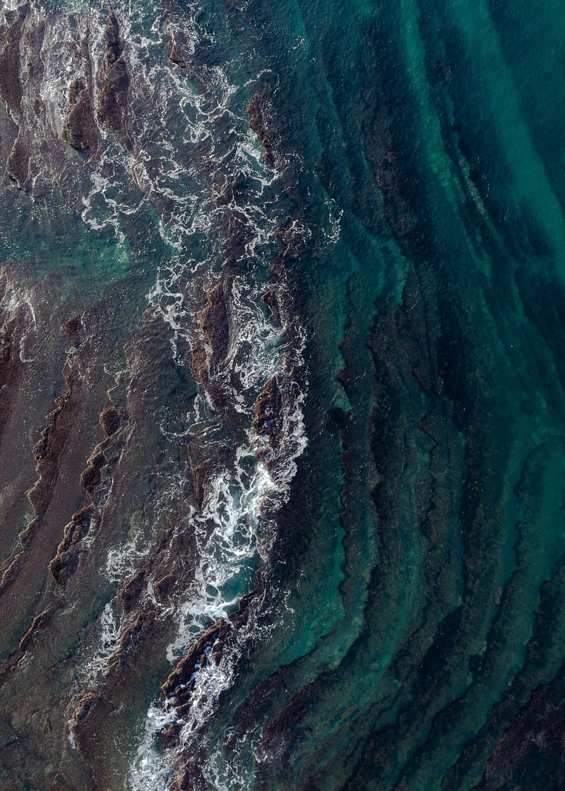 waves, aerial view, water, HD phone wallpaper