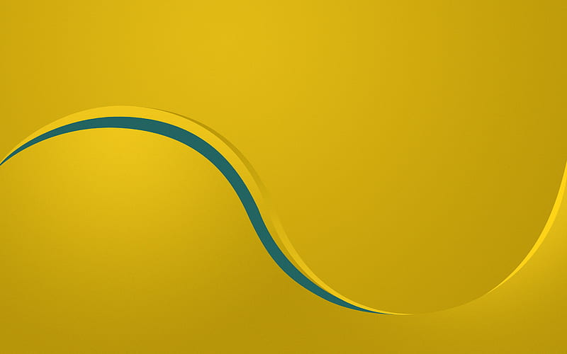 yellow background, blue wave, waves lines background, yellow wave background, creative backgrounds, HD wallpaper