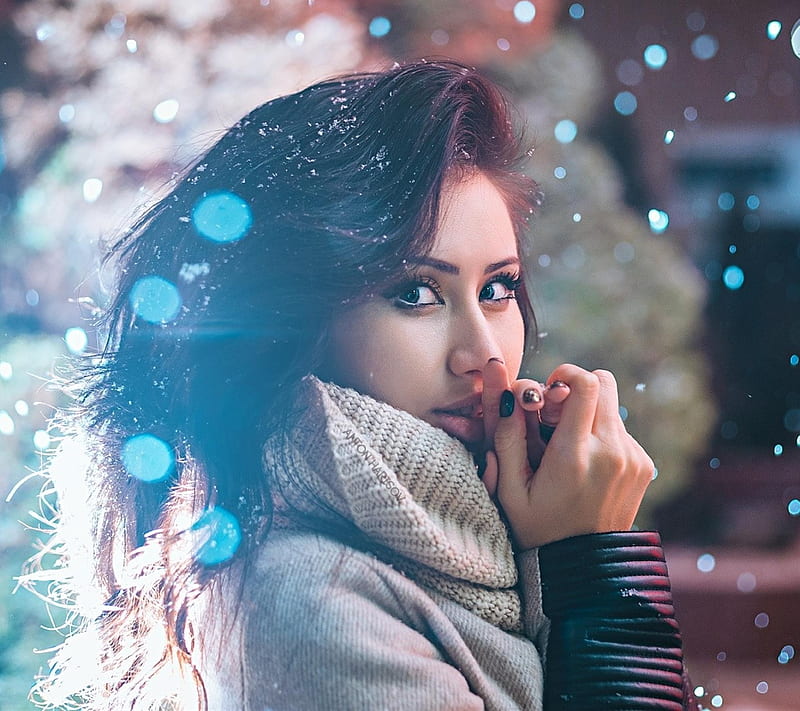 cold face, bonito, snow, HD wallpaper