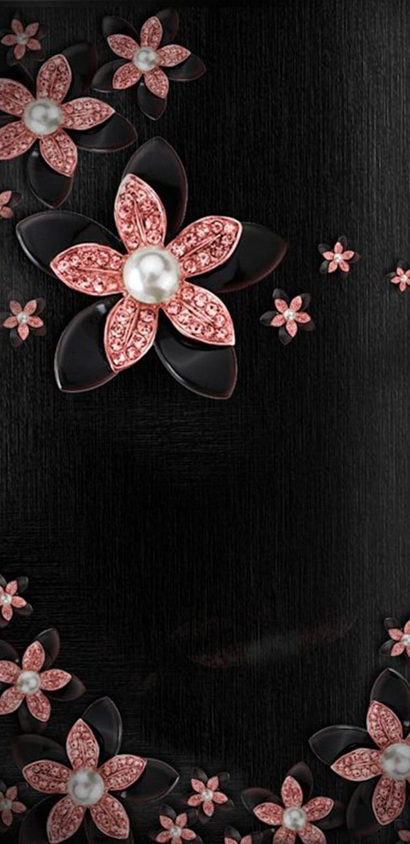 Floral Pearls, black, flowers, girly, glitter, pearls, pink, pretty, HD  phone wallpaper | Peakpx