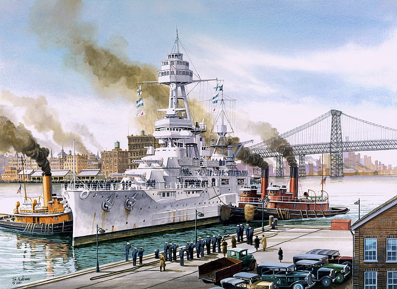 USS Texas, art, class, york, texas, boat, battle, ship, uss, drawing, painting, new, battleship, HD wallpaper