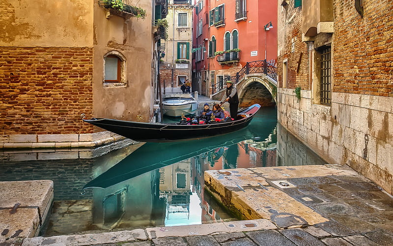 Venice, boat, channel, romantic city, Italy, Venetian lagoon, HD wallpaper
