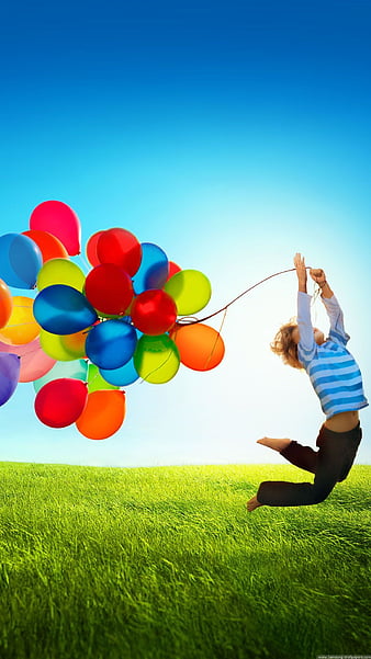 Jumping Boy with Balloon on Grassland, jumping boy, background, nature, HD  phone wallpaper | Peakpx