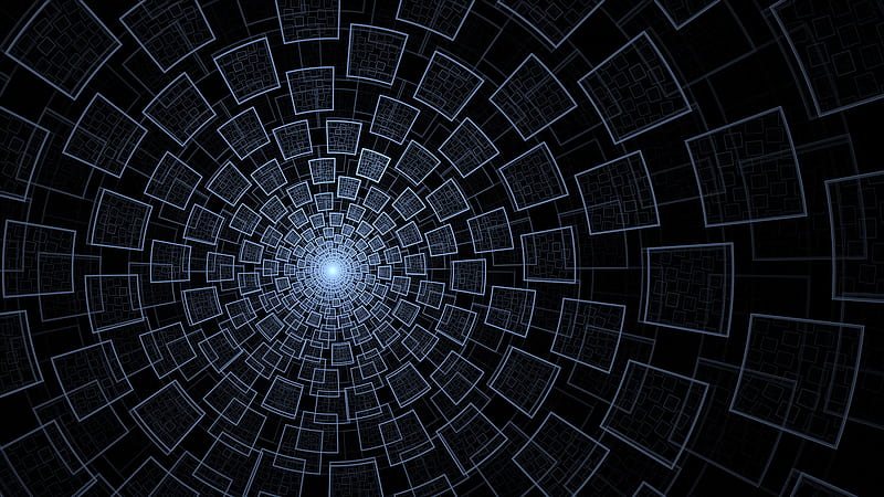 geometry, abstract, circles, cubes, illusion, immersion, iron, rotation, HD wallpaper