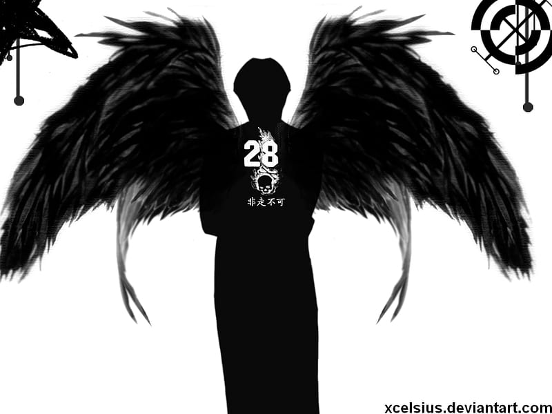 black winged angel, cool, azrael, wing, angel, HD wallpaper