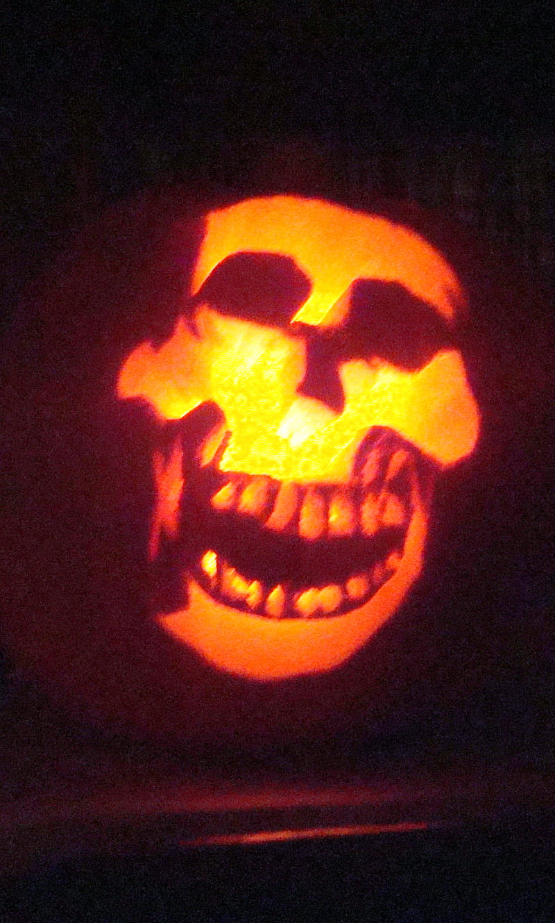 Skull Carving, halloween, pumpkin, skeleton, HD phone wallpaper