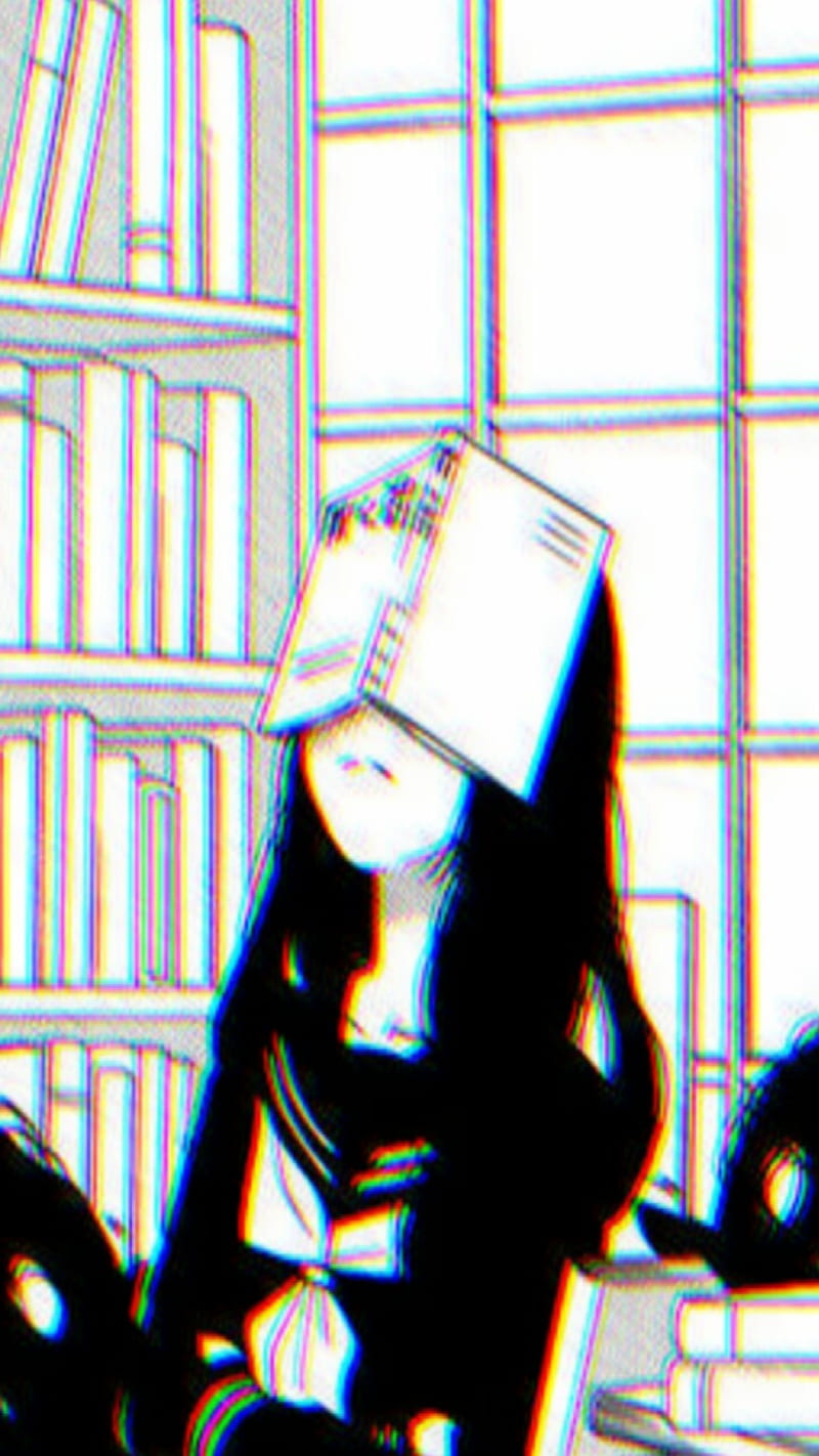 Aesthetic, girl, tumblr, book, glitch, HD phone wallpaper