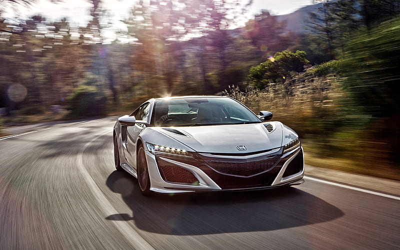 Acura NSX, 2017 Japanese sports coupe, silver NSX, sports car, Acura, HD wallpaper