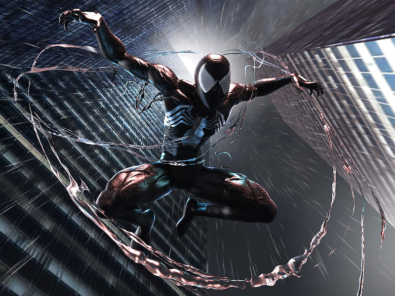 Black spiderman, black suit, HD wallpaper