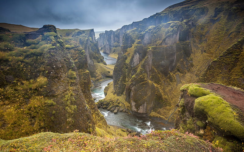 rocks, canyon, mountain river, gorge, Iceland, Vestur-Skaftafellssysla, HD wallpaper
